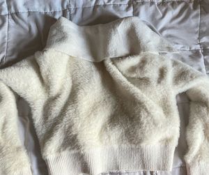Cozy White Fuzzy Cropped Cardigan