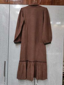 Elegant Brown Button-Up Dress