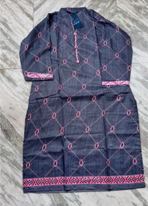 Stylish Grey Kurta with Pink Diamond Print
