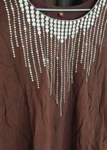 Brown Embellished Kurta