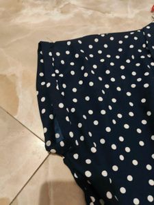 Navy Polka Dot Short Sleeve Dress