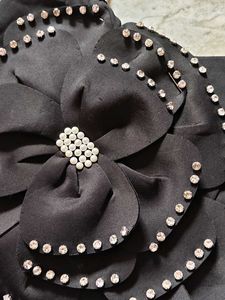 Stunning Black Embellished Floral Top