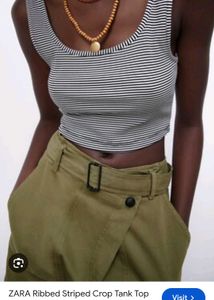 Striped Ribbed Crop Tank Top