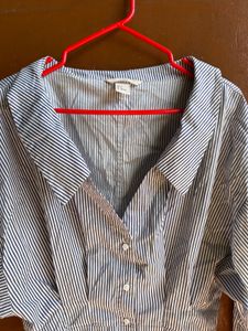 H &amp; M Stylish Striped Button-Up Shirt