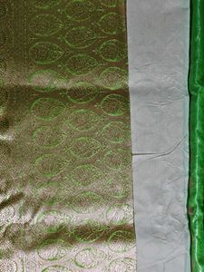 Green Satin Saree with Brocade