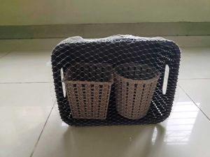 New Set Of Three Plastic BasketsBrown Beige
