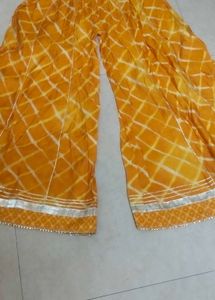 Yellow Cotton Blend Palazzos