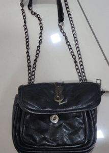YSL Replica Black Leather Chain Bag