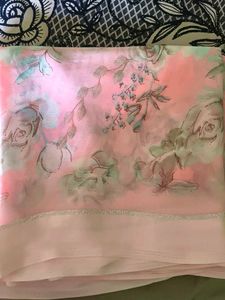 Elegant Peach Floral Print Chiffon Saree✨🎁