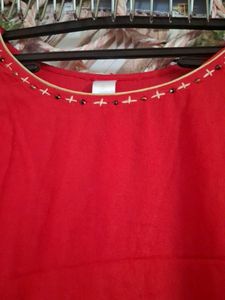 Vibrant Red Embroidered Kurta