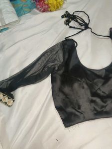 Sleek Black Satin Blouse