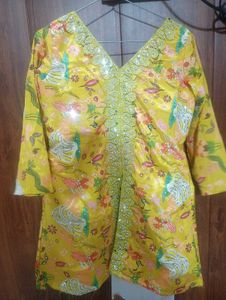 Vibrant Yellow Kurta with Embellishments