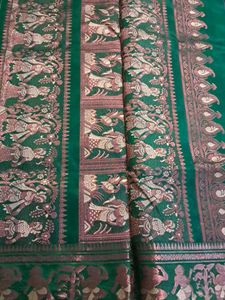 Green Silk Saree with Intricate Motifs