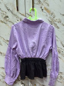 Chic Lavender &amp; Black Peplum Top
