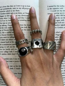 Set of Silver Chunky Anti tarnish rings