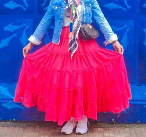 Vibrant Pink Tiered Maxi skirt