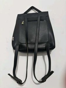 Chic Black Faux Leather Backpack