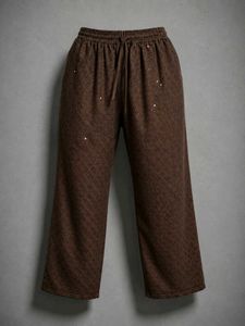 Brown Sequined Patterned Pants