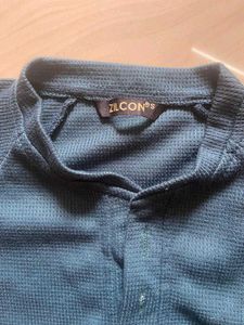 Teal Cropped Henley T-Shirt. size - S