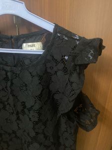 Black Lace Flutter Sleeve Top
