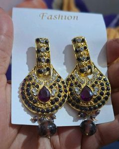 Stunning Gold &amp; Purple Statement Earrings