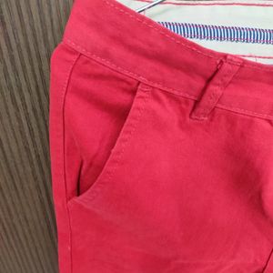 Cotton Red Pants | Waist 28