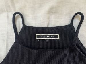 SF Jeans Co Black Ribbed Cut-Out Shoulder Top | XL