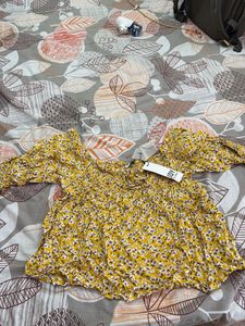 Yellow Off Shoulder Floral Smocked Top