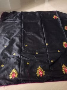 Black Embroidery Work Sana Silk Saree