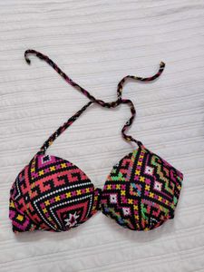 Colorful Geometric Print Bikini Top