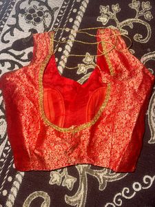 Elegant Red Brocade Blouse