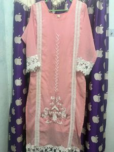 Elegant Pink Kurta set with Lace