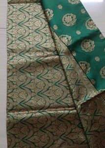 Elegant Green Silk Saree with Gold Border