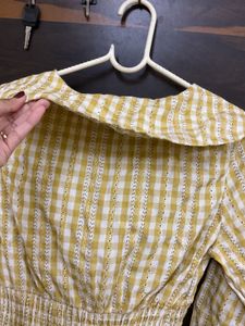 Yellow Plaid Peter Pan Collar Top
