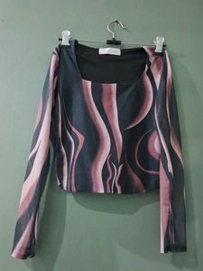 Stylish Swirl Print Long Sleeve Top