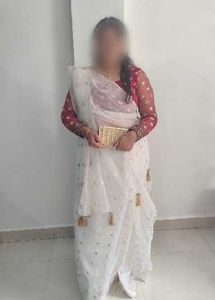Elegant White Saree with Gold Accents