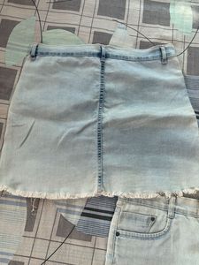 Light Wash Denim Skirt and Shorts Set