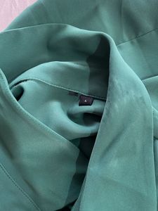 Elegant Green Draped Shirt Dress