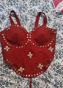 Maroon Embellished Crop Top