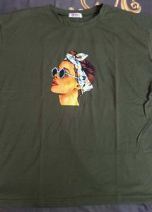 Stylish olive Graphic Print T-shirt - 2