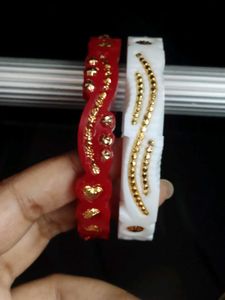 Elegant Red &amp; White Bangles