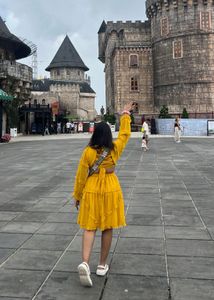 Magre Bell Sleeve Mustard Dress