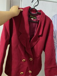 Women's Burgundy Double-Breasted Blazer