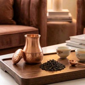 Copper Water Carafe with Cup