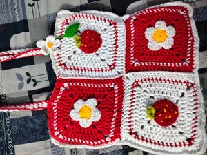 Premium Crochet Square Bag with zip and inner