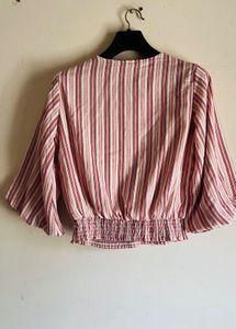 Striped Top with Button Detail