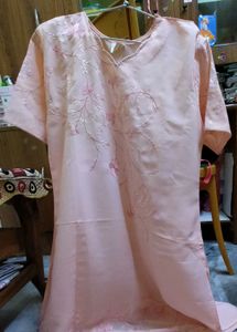 Elegant Pink Embroidered Kurti Set