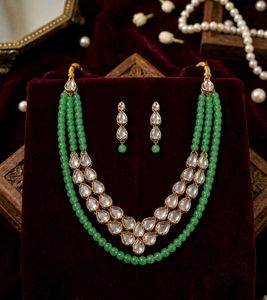 Stunning Mint Green Kundan Jewellery Set