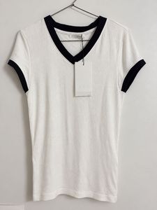 Zara White Ribbed V-Neck T-Shirt
