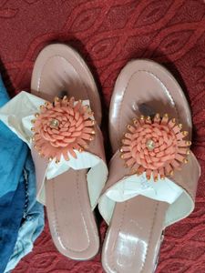 Stylish Peach Flower Sandals